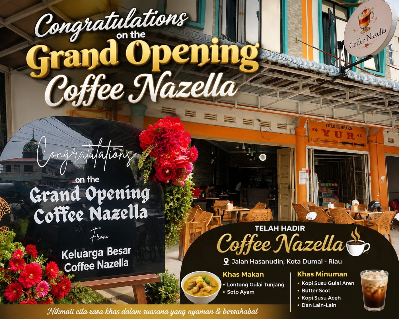 Cafe Nazella Buka di Jalan Hasanuddin Dumai